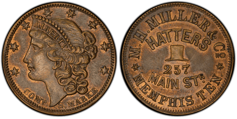 (c.1850's) Token Miller Tenn-32 Brass M.H. Miller & Co.