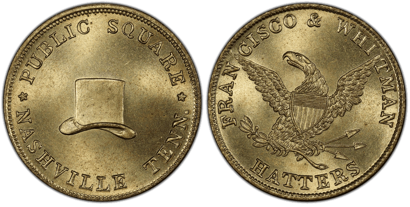 (c.1852-53) Token Miller Tenn-53A Brass Francisco & Whitman