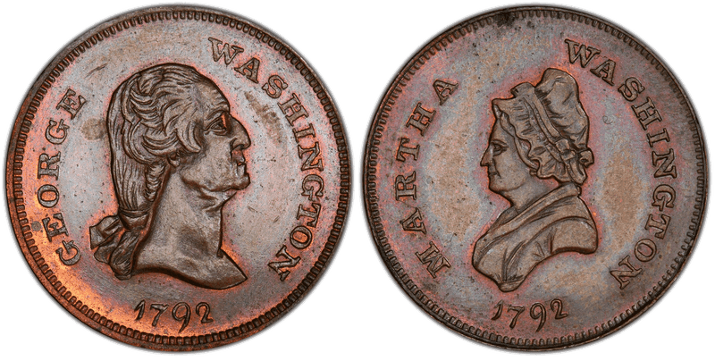 (1858) Copper Medalet GW-264, George & Martha Washington