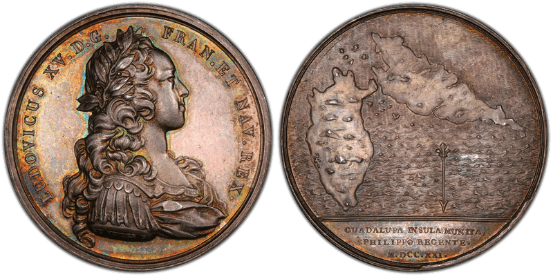 (1860-79) Silver Medal Betts-148, Restrike Guadaloupe Fortified