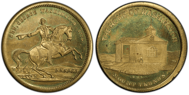 (1860) Brass Medal GW-279, Equestrian-Home of Washington