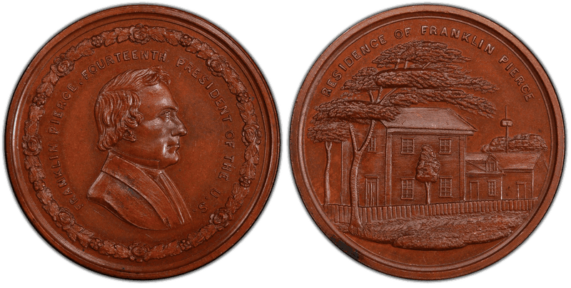 (c.1860) Medal Satterlee-215 Bronze Franklin Pierce Residence
