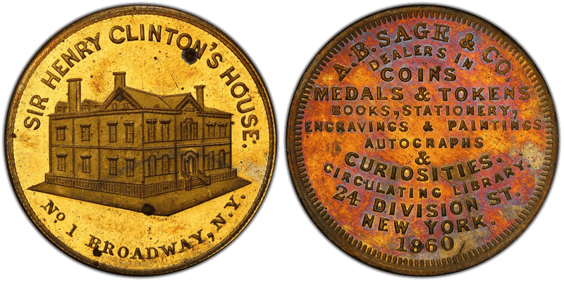 (c.1860) Token Sage's Historical No. 1 Brass Sir Henry Clinton