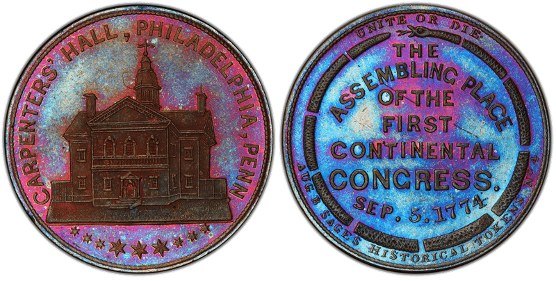 (c.1860) Token Sage's Historical No. 4 Copper Carpenters' Hall