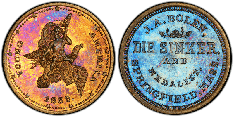 (c.1862) Medal F-760A-1b, JAB-5 Brass Young America