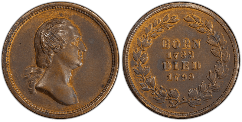 (1862) Copper Medalet GW-444, 2nd Rev Washington-Paquet Obv