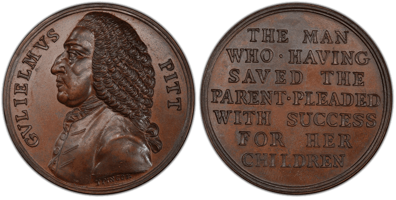 (1863) Bronze Medal Betts-516, William Pitt Restrike