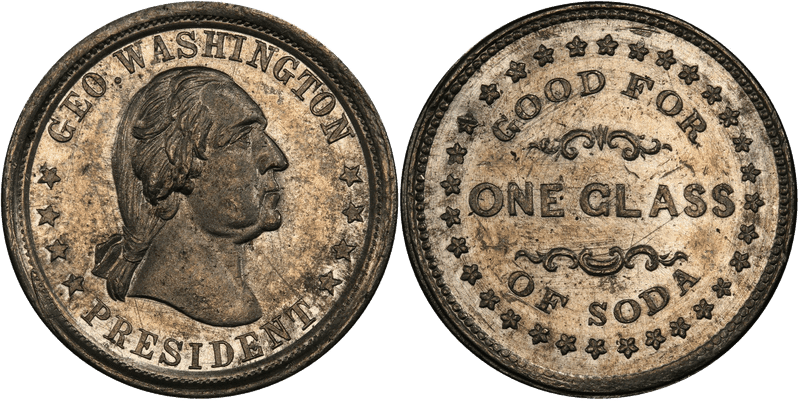 (c.1863) White Metal Civil War Store Card F-630K-4e, GW-667 T. Brimelow-One Glass Soda NY