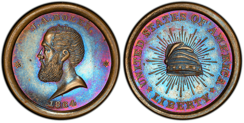 (c.1864) Medal JAB-9 Oreide J.A. Bolen / Liberty Cap