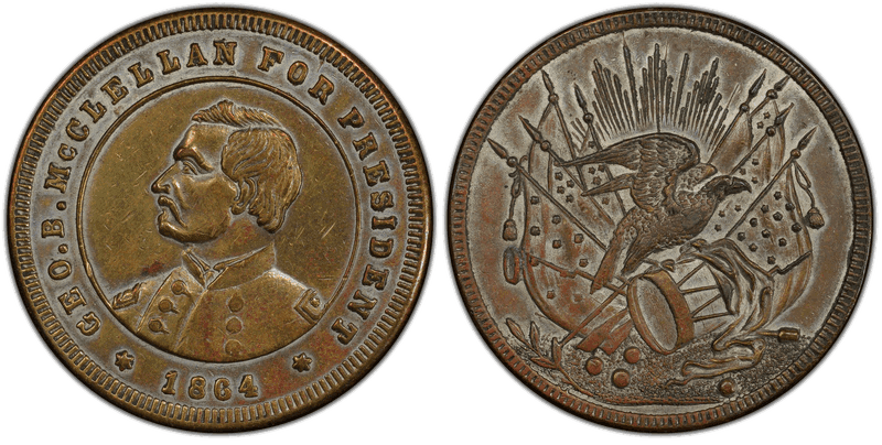 (c.1864) Token DeWitt GMcC 1864-18 Silvered-Brass Geo. B. McClellan Campaign