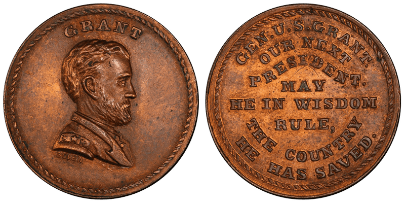 (c.1868) Medal JAB-32 Copper Grant - Our Next President