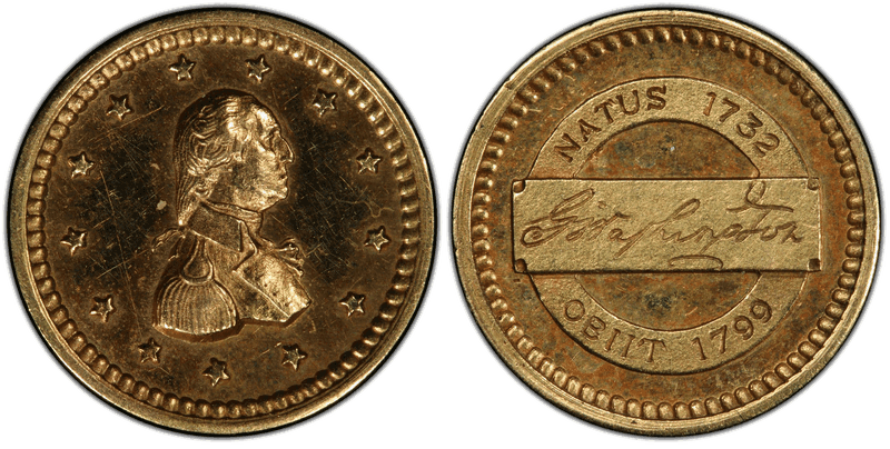 (1869) Gold Medalet GW-811, Washington and Signature