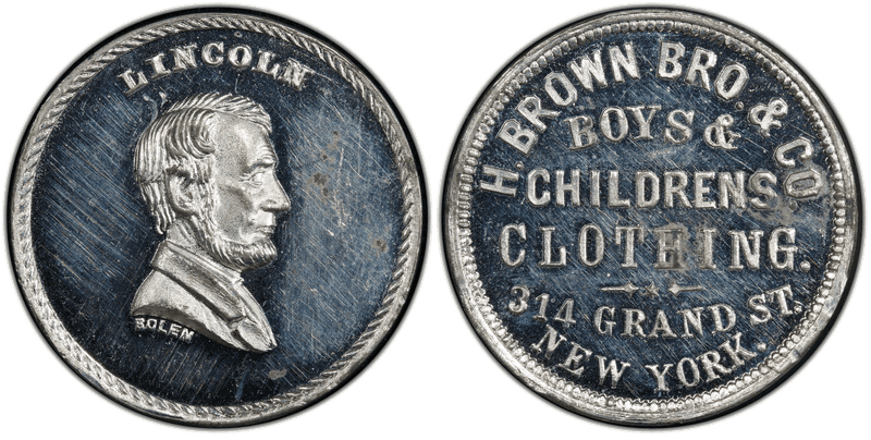 (c.1875) Medal JAB-K-9 White Metal Lincoln / H. Brown
