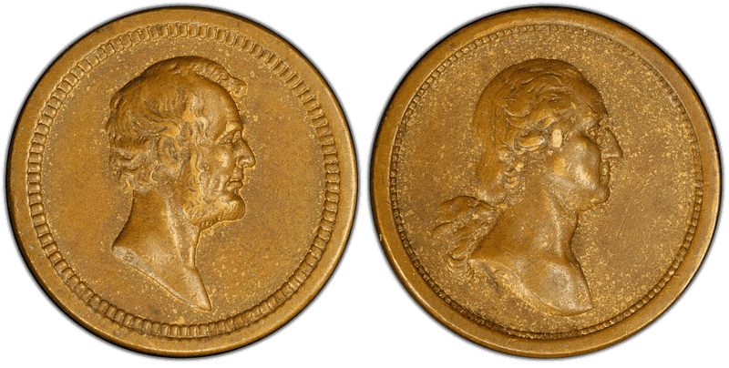 (1875) Bronze Medalet GW-452, 3rd Die Washington-Lincoln
