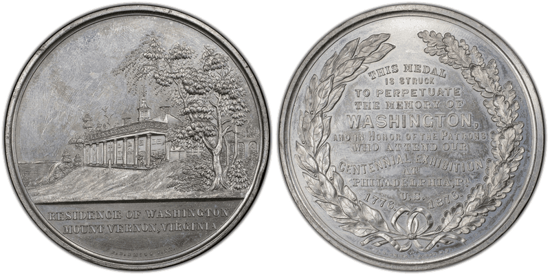 (1876) White Metal Medal GW-218, Memory of Washington Mule