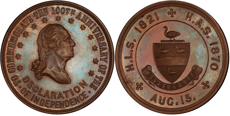 (1876) Copper Medal GW-881, Sheldon Family Arms
