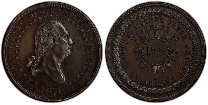 (1876) Bronzed Medal GW-884, White Metal Moore's Creek Bridge