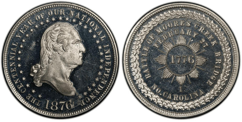 (1876) White Metal So-Called Dollar GW-884, HK-92, Moore's Creek Bridge