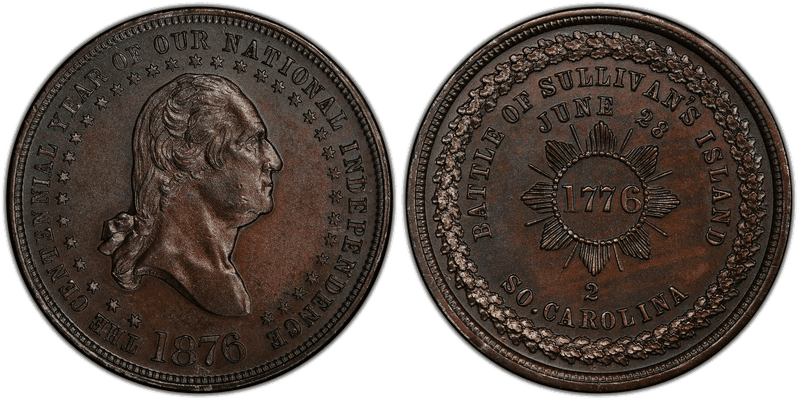 (1876) Bronzed Medal GW-885, White Metal Sullivan's Island