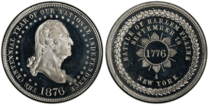 (1876) Medal GW-887, HK-101 White Metal Harlem Plains