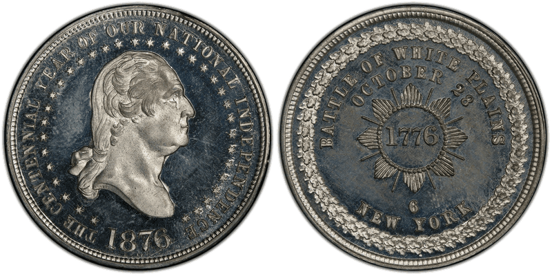 (1876) White Metal So-Called Dollar GW-889, HK-107, White Plains