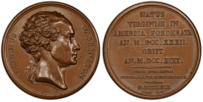 (1880) Bronzed Medal GW-101, John Bacon Dies Washington Numismatica, Cornucopia