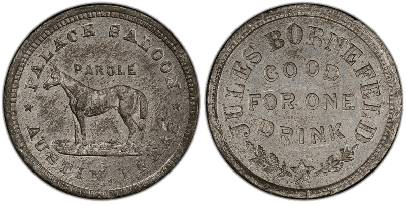 (c.1880) Zinc Token Rulau TX-Au-5, Jules Bornefeld