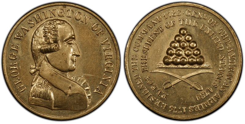 (1882) Gilt Medal GW-352R, Brass Restrike Washington of Virginia