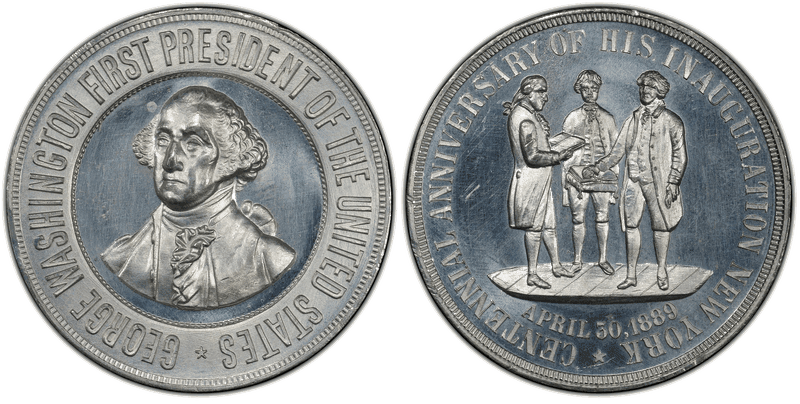 (1889) White Metal Medal GW-1131, 2nd Obv Taking The Oath