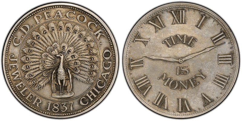(1902) Silver Token HT-M24, C.D. Peacock IL
