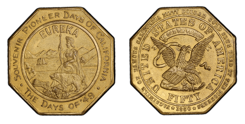 (c.1930's) Token "$50" Jankovsky-630 Gilt Brass The Days Of '49 Fifty Dollar