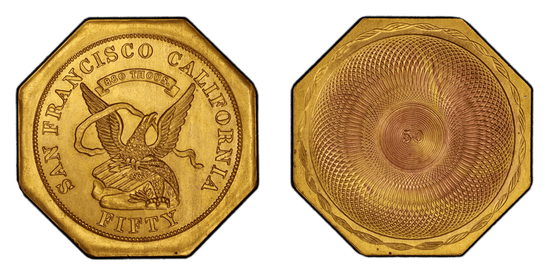 (c.1940) Token "$50" Jankovsky-840 Brass Facsimile Parker I Fifty Dollar