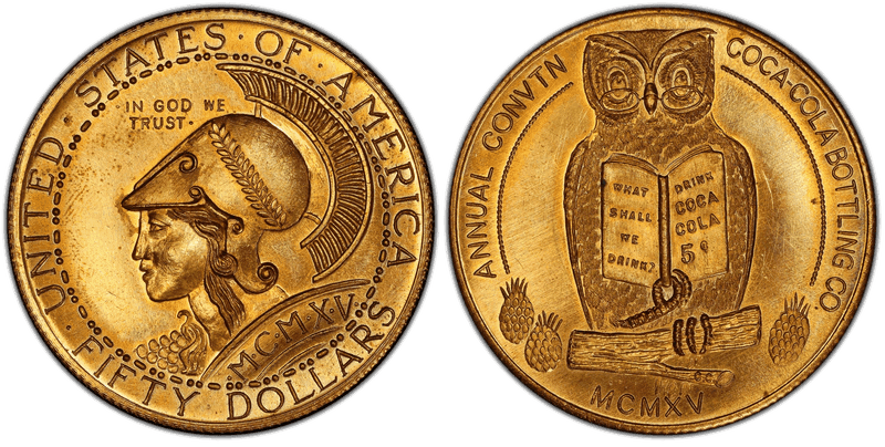 (c.1970's) Token "$50" Jankovsky-740 Brass Facsimile Coca Cola Bottling 'Slug' Fifty Dollar