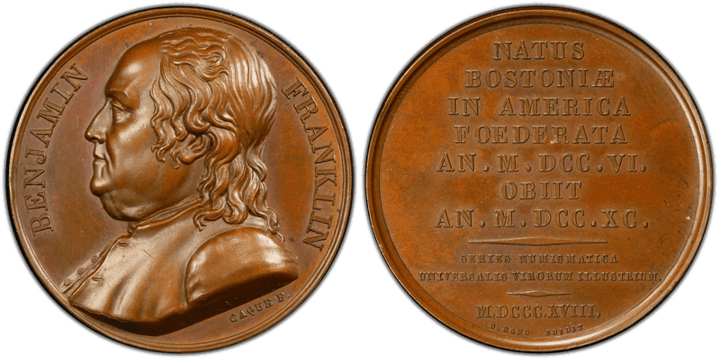 (ca. 1830) Bronze Medal Fuld-FR.M.SE.1, GM-42 PE Benjamin Franklin