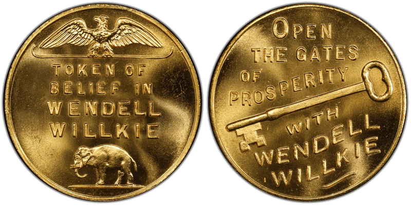 (ca. 1940) Token TC-608971 Brass, Wendell Willkie