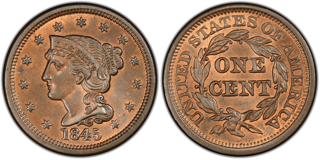 1845 Braided Hair Coronet Head Cent