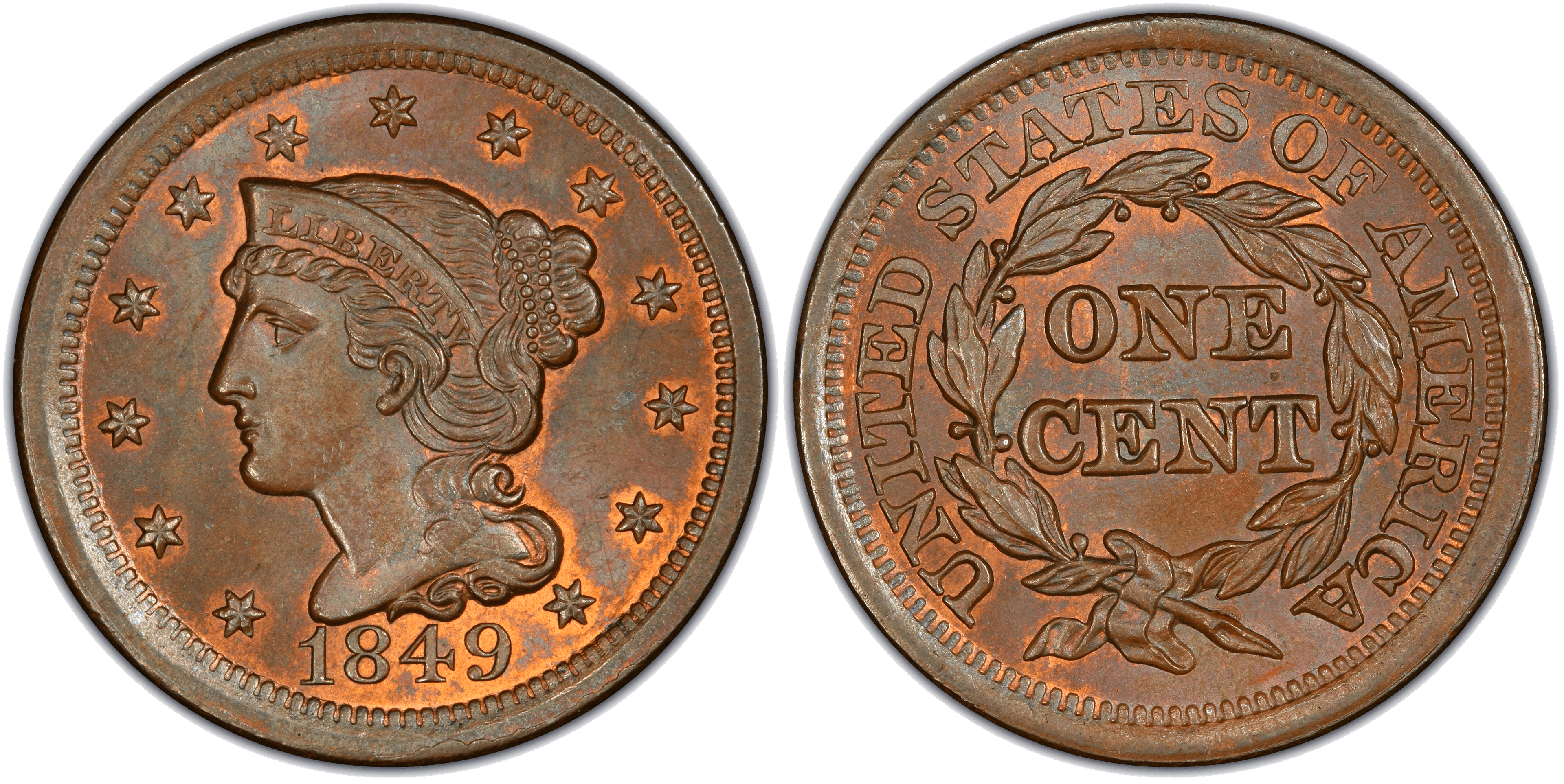1848 Braided Hair Coronet Head Cent