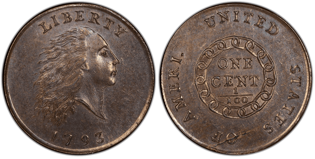Flowing Hair Chain Cents 1793 series coin