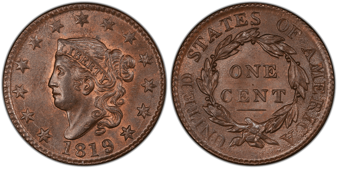 1819 Matron Head Coronet Head Cent Base