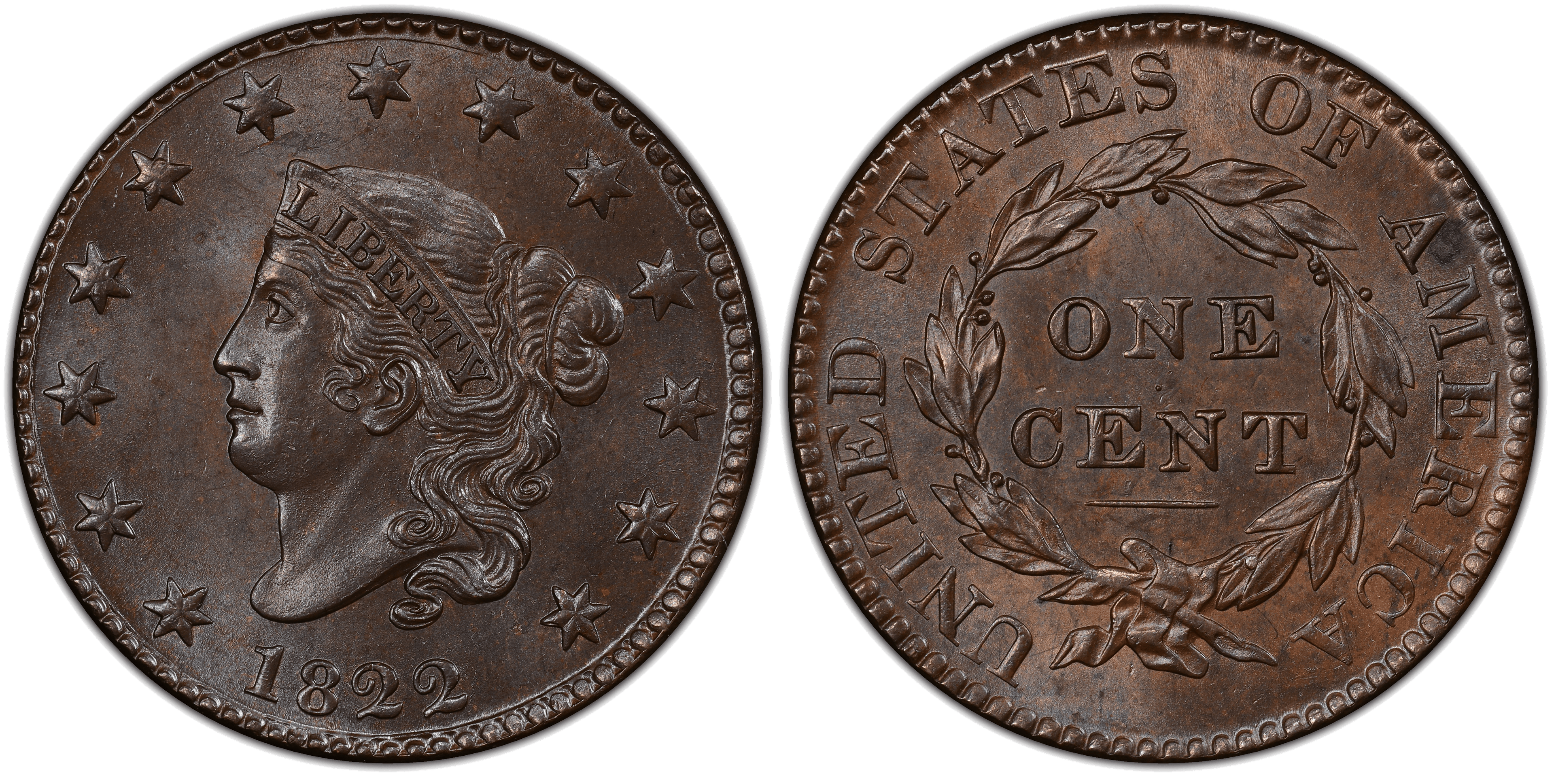 1822 Matron Head Coronet Head Cent