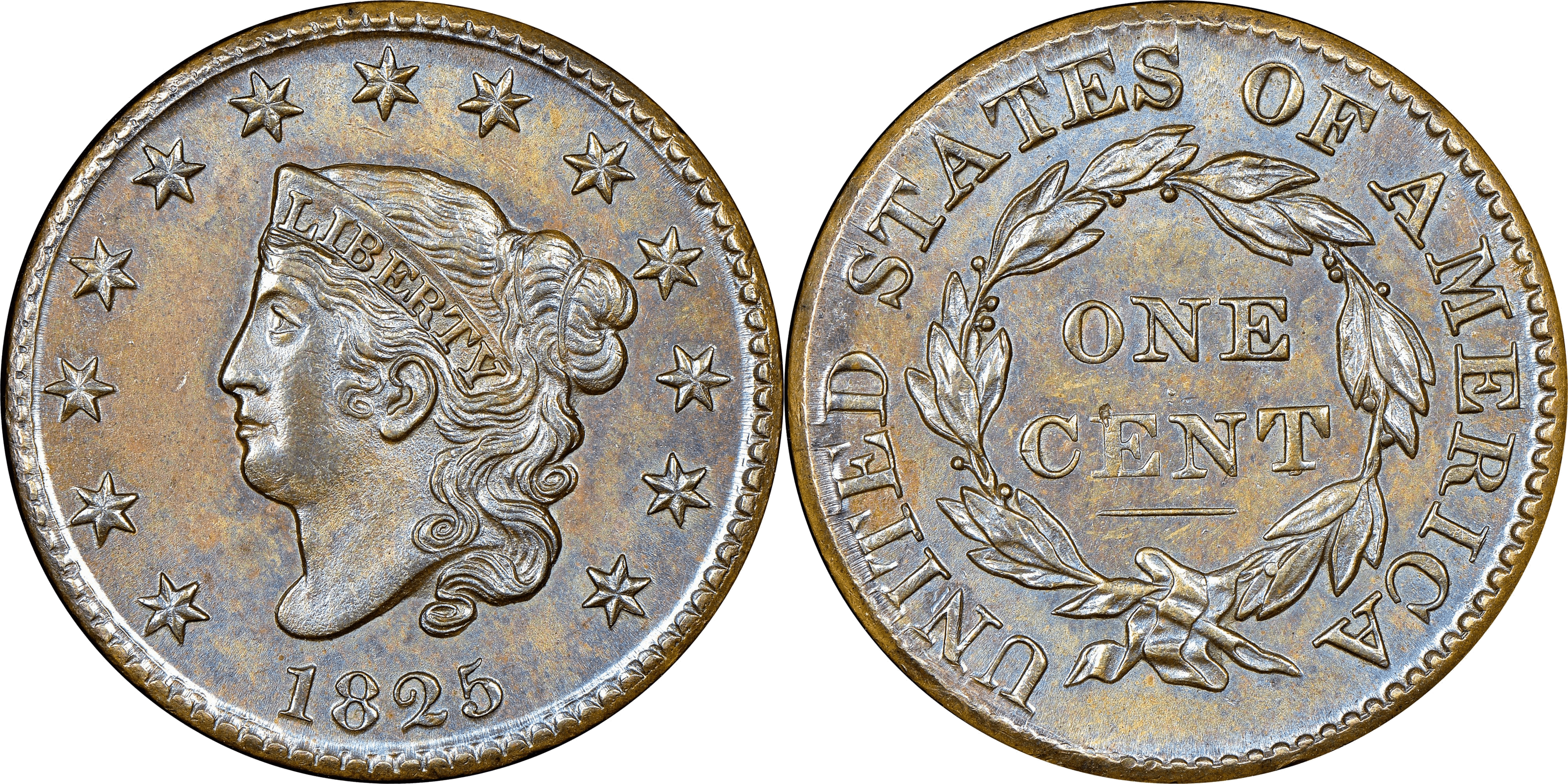 1825 Matron Head Coronet Head Cent Base
