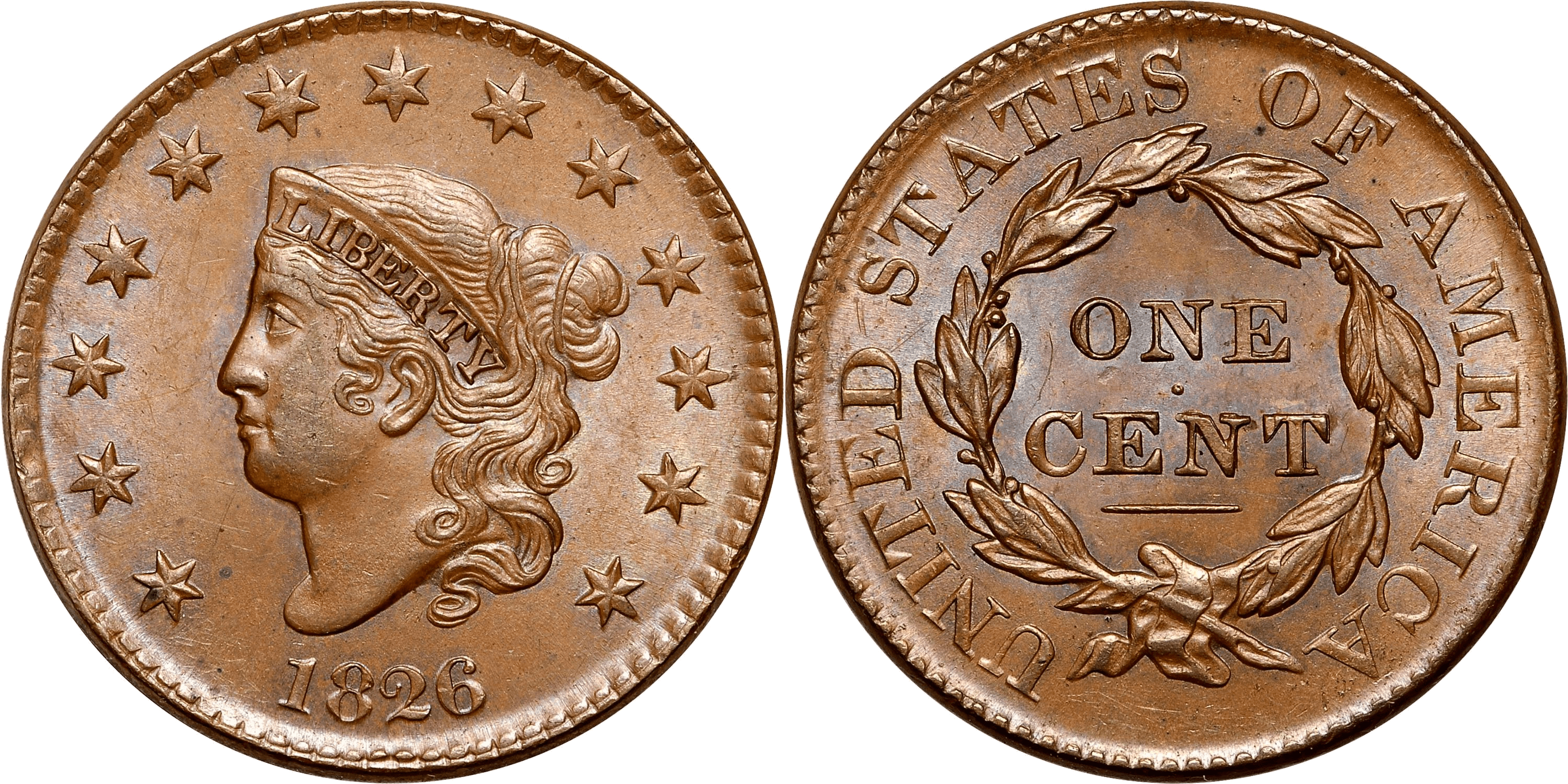 1826 Matron Head Coronet Head Cent