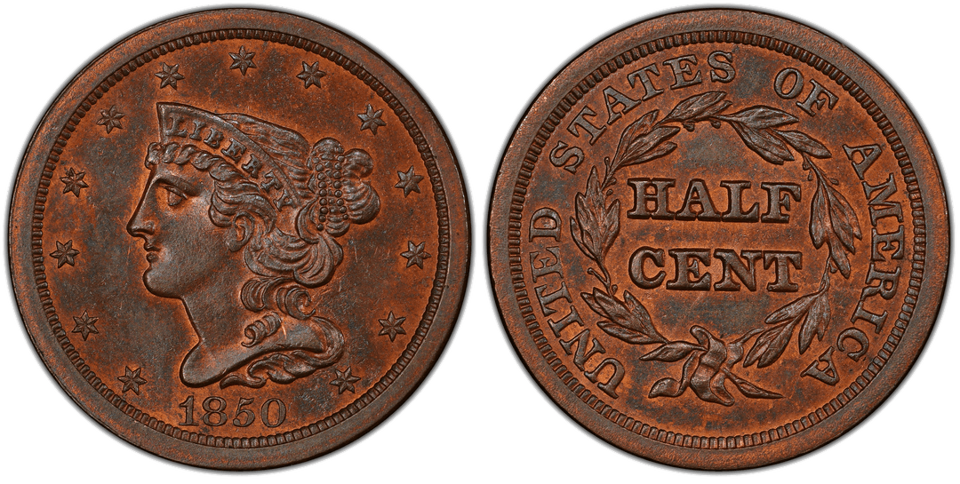1850 Braided Hair Half Cent