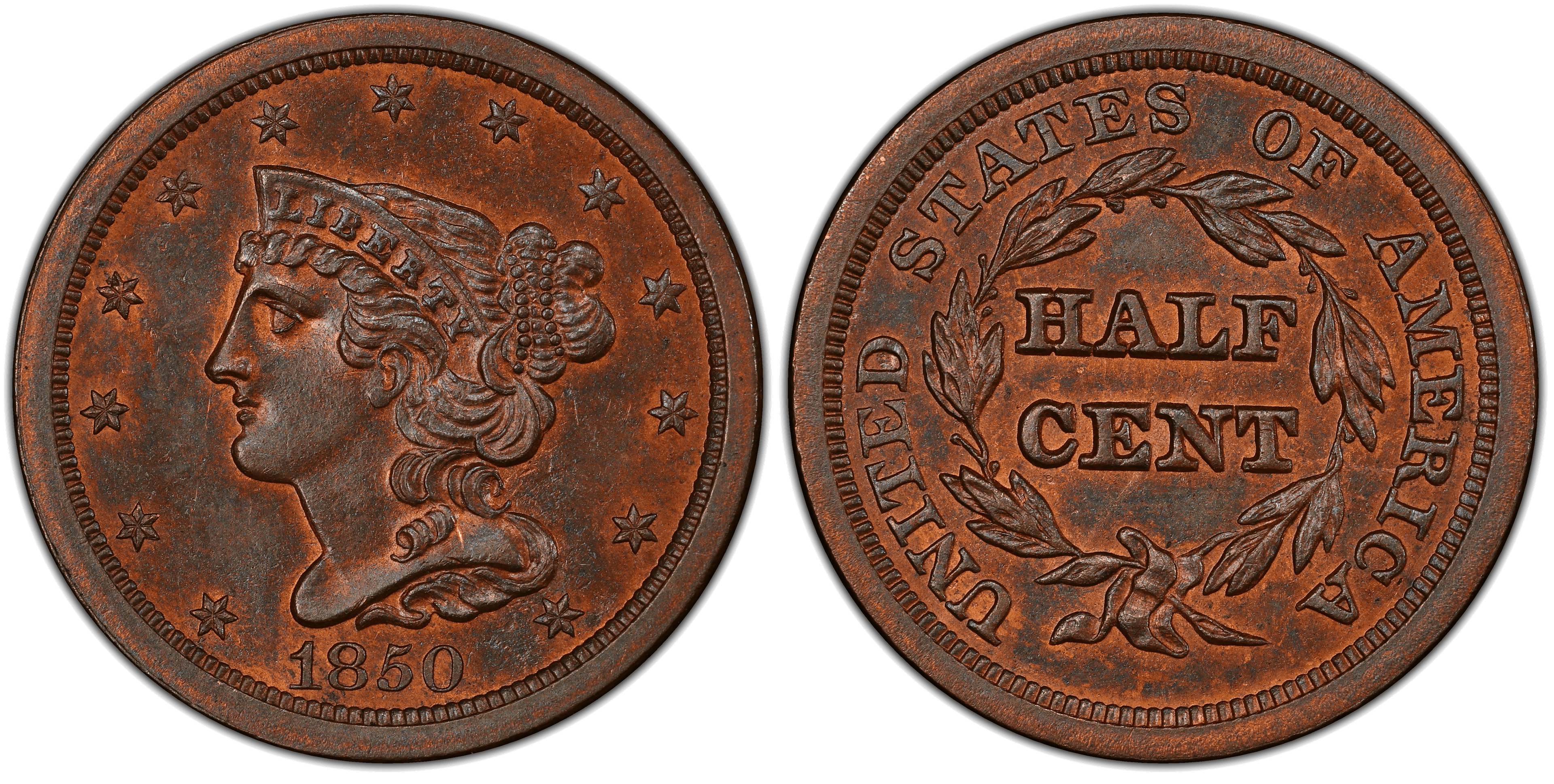 1850 Braided Hair Half Cent