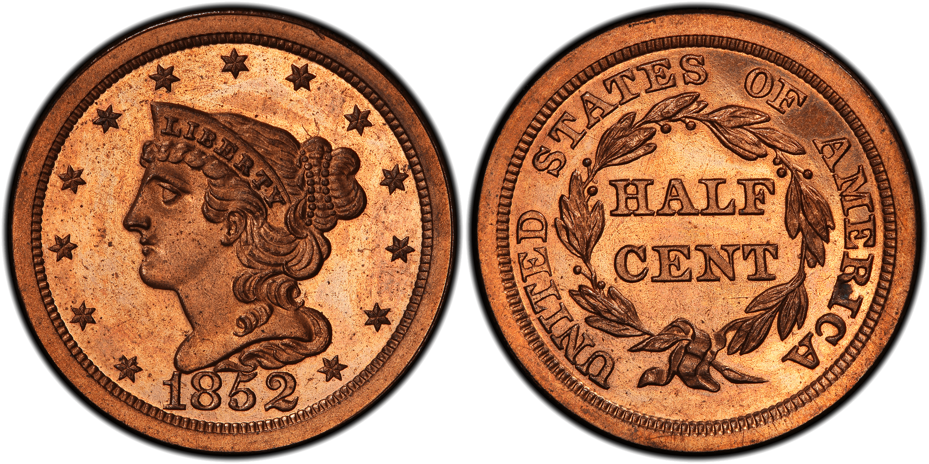 1852 Braided Hair Half Cent
