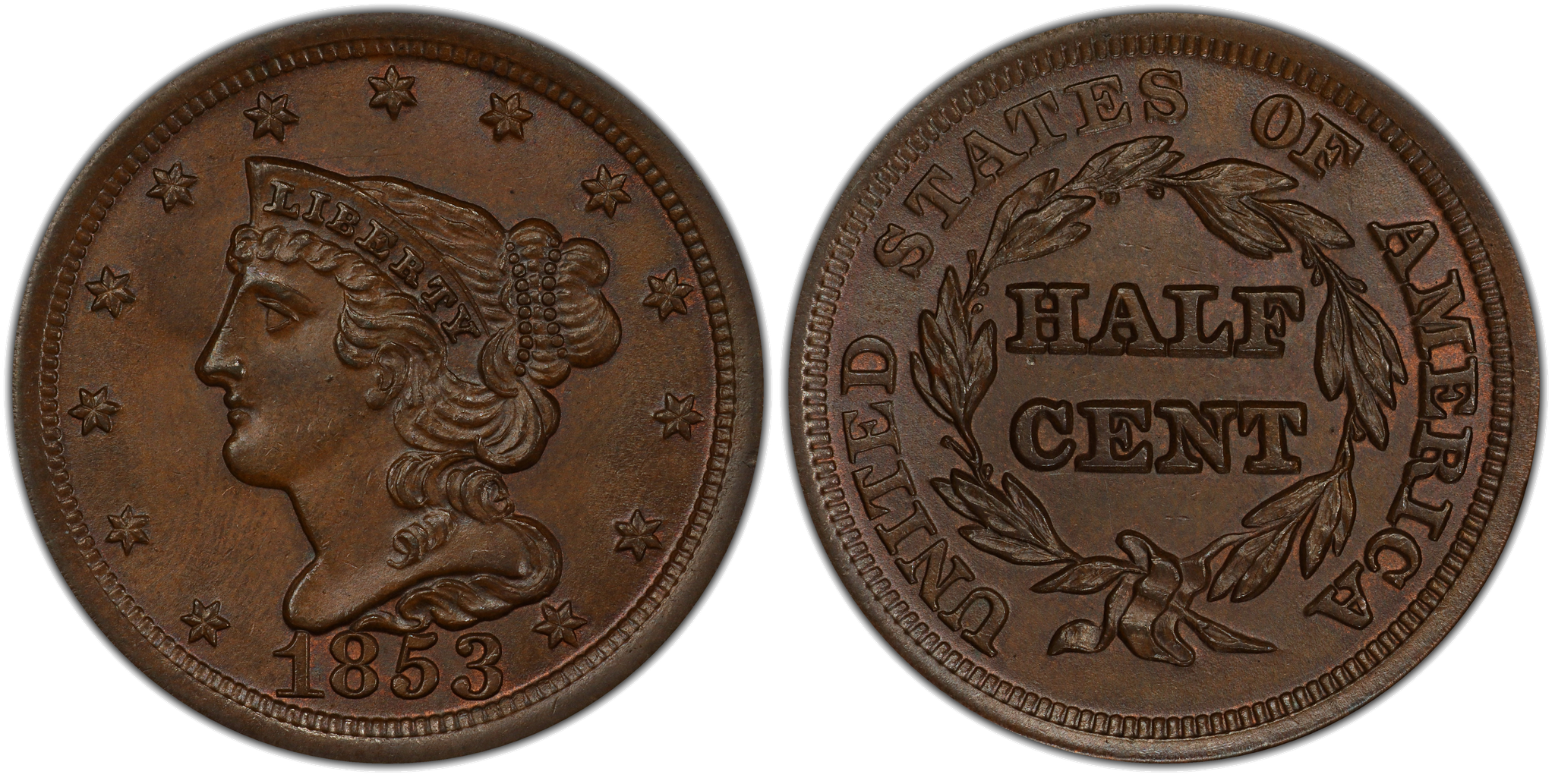1853 Braided Hair Half Cent