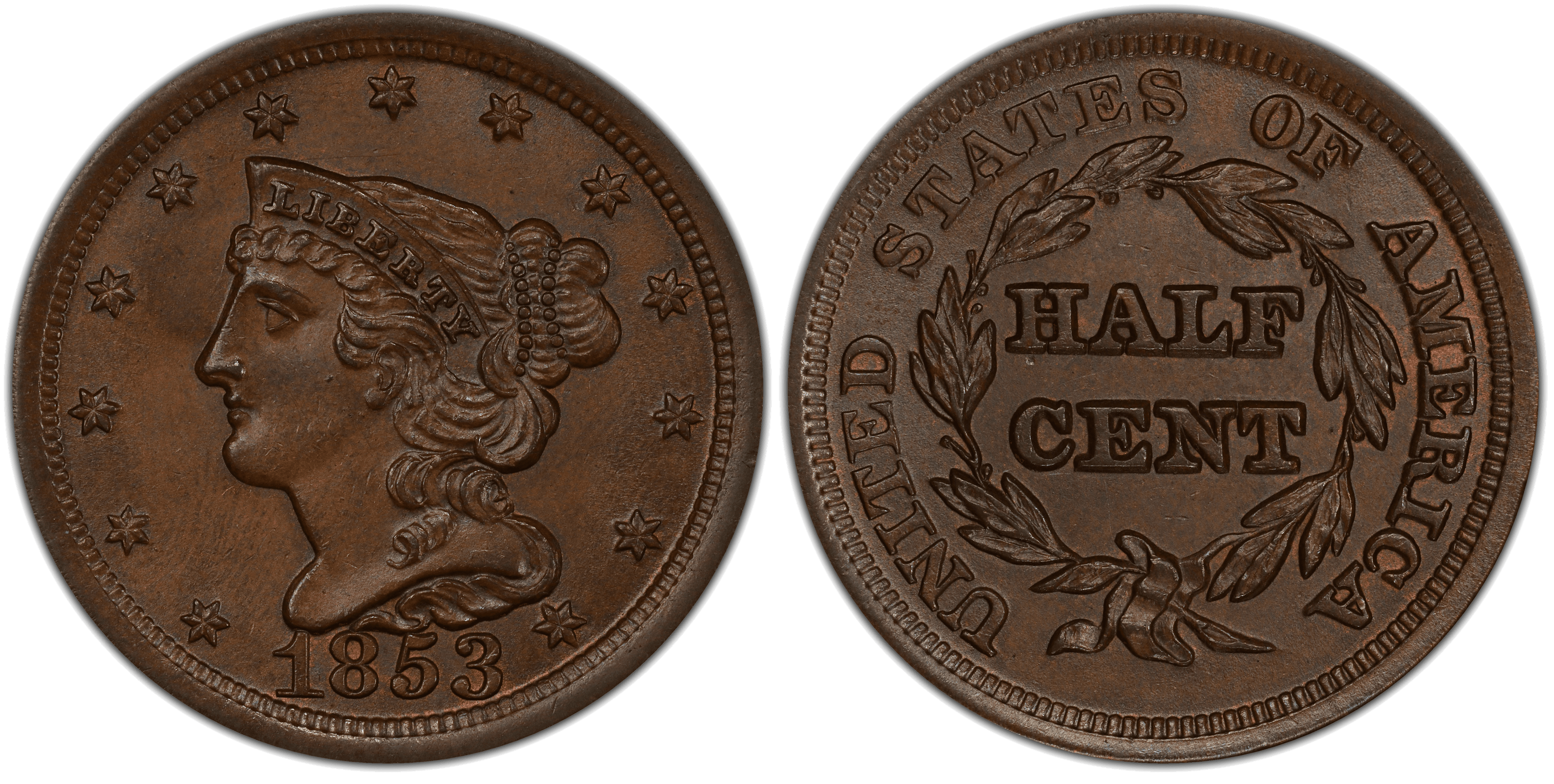 1853 Braided Hair Half Cent