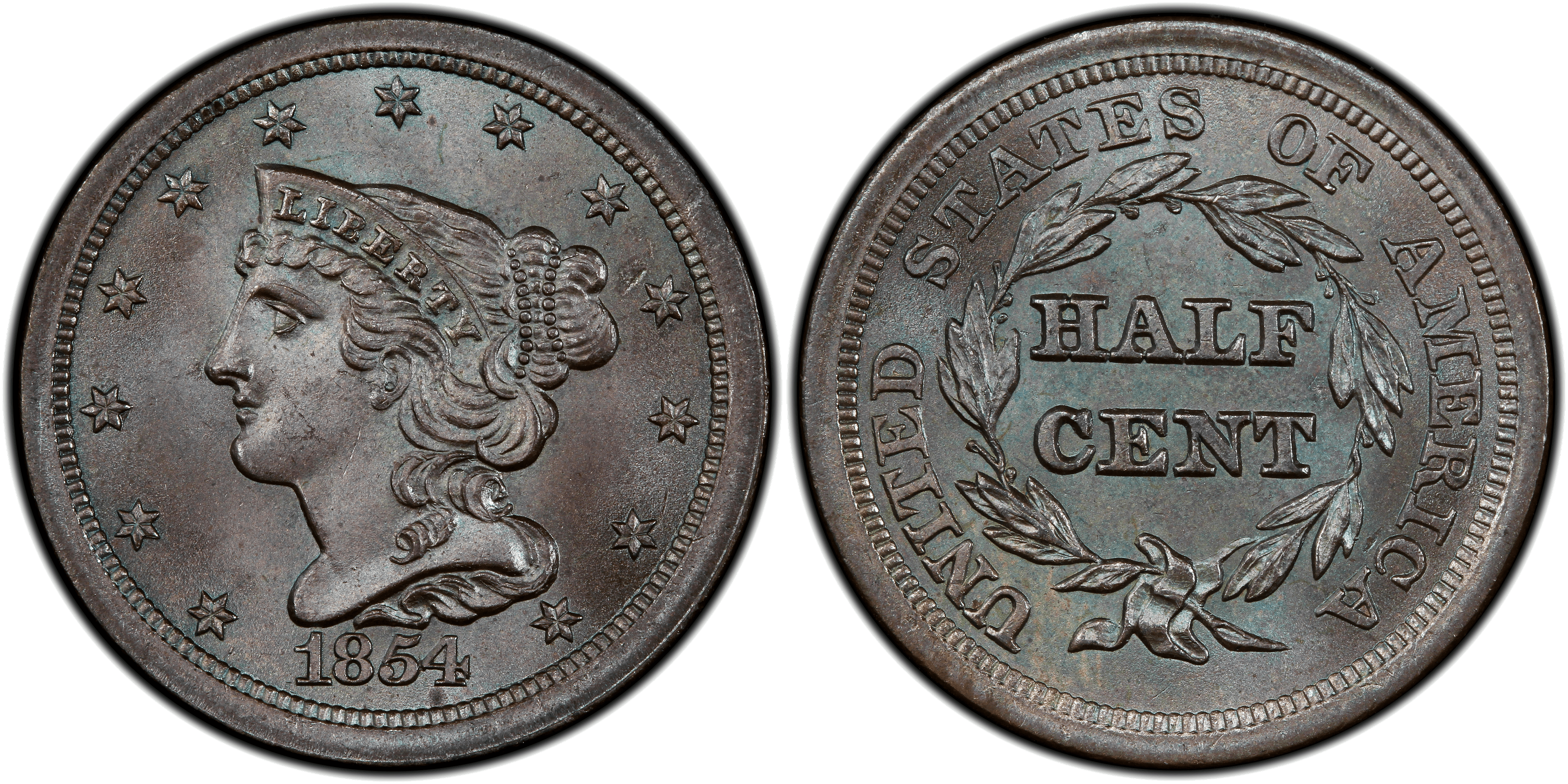 1854 Braided Hair Half Cent