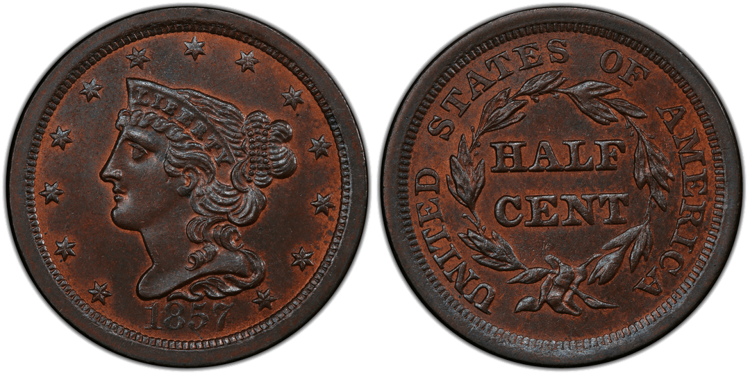 1857 Braided Hair Half Cent - Cohen 1