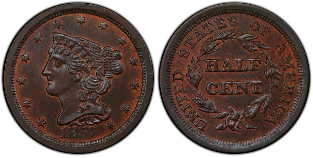 1857 Braided Hair Half Cent